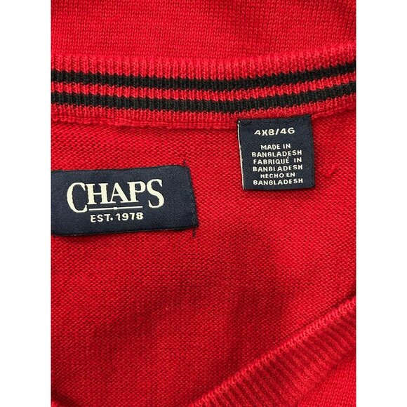 Chaps NEW Mens Red V-Neck Sleeveless Cotton Sweater Vest Size 4XB - Picture 5 of 8